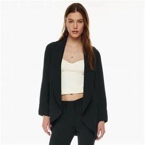 Aritzia Wilfred chevalier blazer jacket black open front career event sz 2
